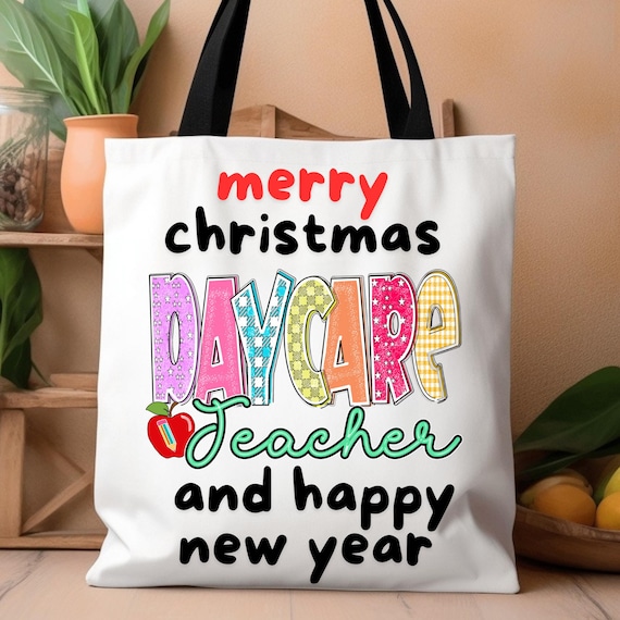 Gift For Daycare Teacher Appreciation, Daycare  Teacher, Daycare Life Tote Bag, Christmas Teacher Gift, Christmas Tote Bag, Gift For Her,