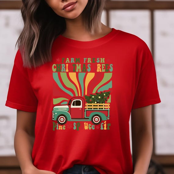 Boho Christmas Trees Christmas Trees tshirt, Cute Christmas Trees Boho Holiday Shirt Vintage Xmas Trees  Merry Christmas Tee, Gift for Mom