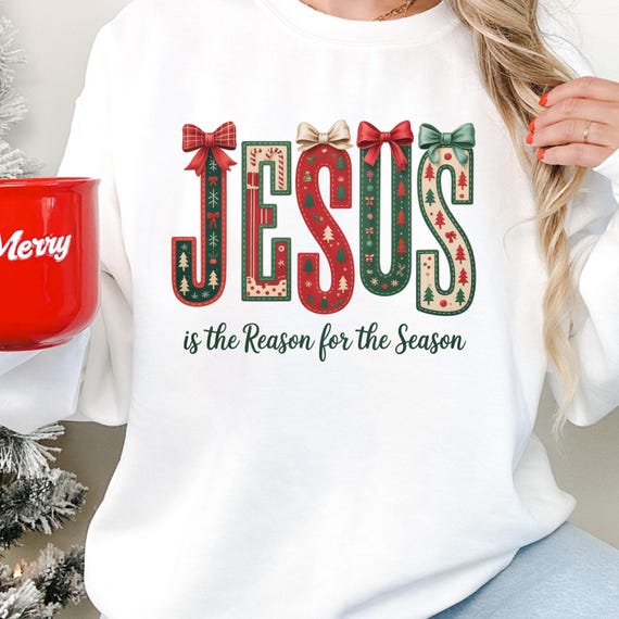 Christmas Jesus Sweatshirt, Religious Holiday Jumper