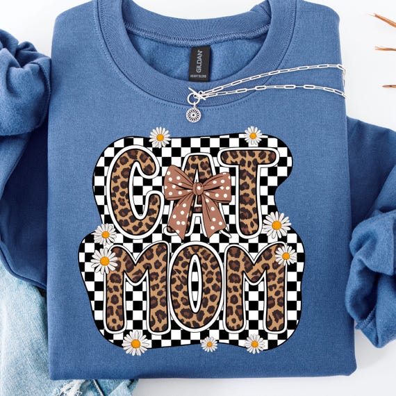 Cat Mom Leopard Coquette Sweatshirt: Gift for Cat Lover Moms