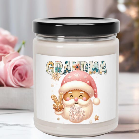 Grandma Santa gift Secret Santa Gift, Holiday Candle Stocking Stuffer, Grandma Xmas Candle Santa Claus Candle, Cute Holiday Decor Cool Fun