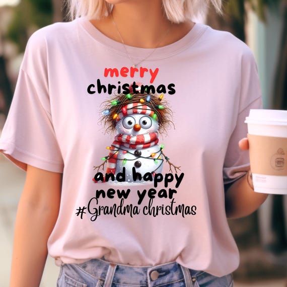 Funny Grandma Christmas New Year Snow girl  Tee Shirt ,Holiday Gift for Granny, Winter Family T-Shirt, Xmas Apparel, Festive Graphic