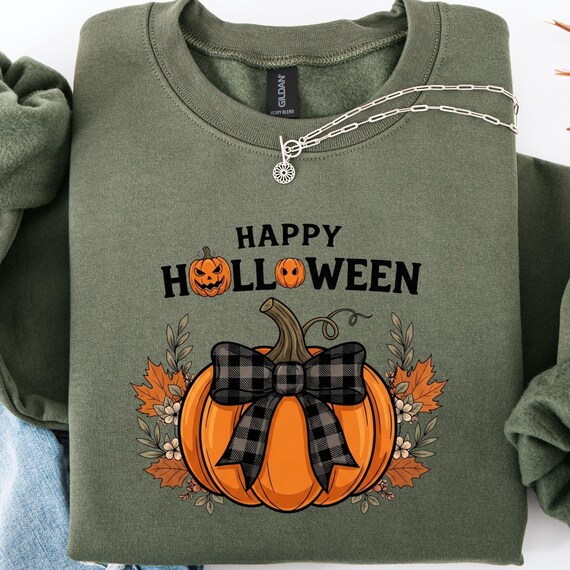 Coquette Pumpkin fall sweatshirt: Gift for floral Pumpkin lover with checkered bow