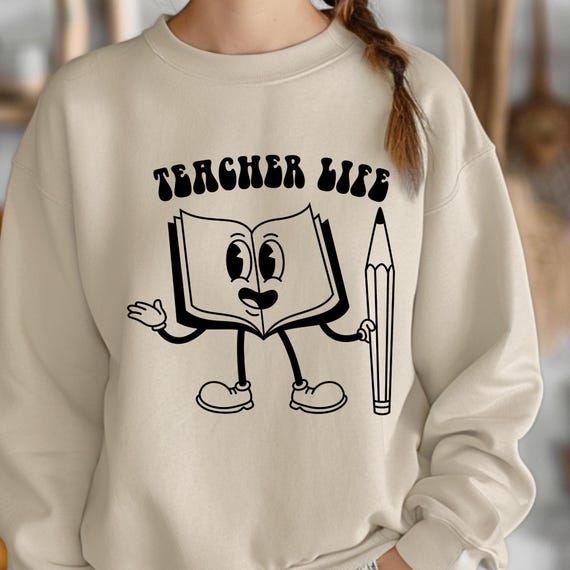 Retro Teacher Life Sweatshirt, Book Lover Gift Teacher Reading Shirt, Teacher Appreciation Present, Retro Teacher Educator Top