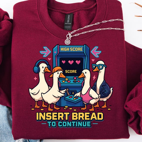 Gamer Duck Shirt, Funny shirt for Arcade Fans, Geek Gift Retro Gaming Shirt