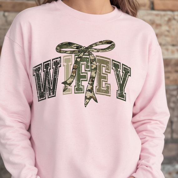 Wifey Shirt, Camo Bow Tee for Newlyweds, Gift for Wife, Marriage T-Shirt, Cute Wifey Sweatshirt, Bridal Shower Gift Shirt Gift