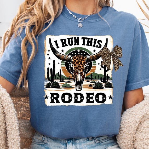 Coquette Leopard Rodeo Cowgirl T-Shirt, Comfort Color Gift Tee for Rodeo Lover,  Western Style Top Garment-Dyed Shirt