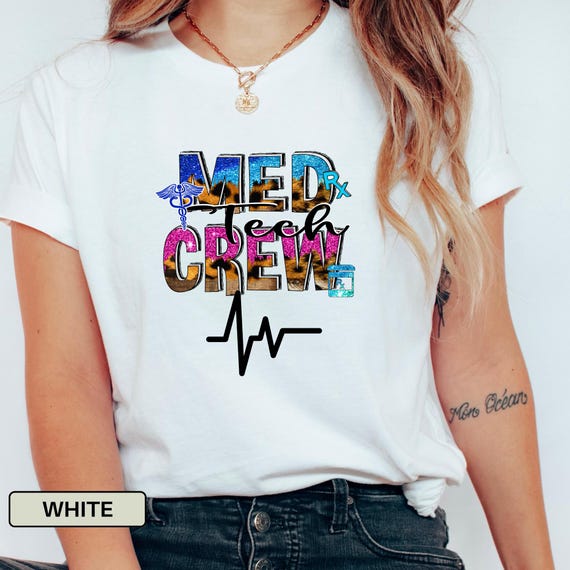 Med Tech Crew Heartline T-Shirt, Medical Technician Gift Shirt Healthcare Worker Top, Medical Professional Apparel for Med Tech