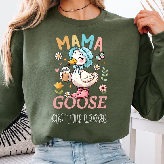 Mama Coquette Goose Sweatshirt ,Sassy Goose with a Bow Serving Farmyard Flirt , Cute gift sweatshirt for Goose Lovers