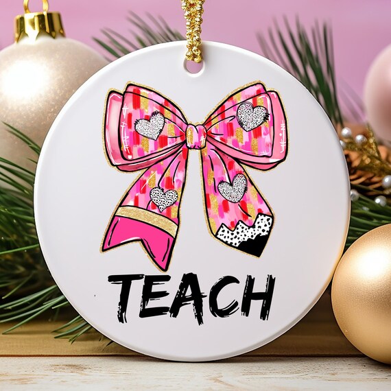 Teacher Retro Christmas Tree Decoration, Festive Home Decor Xmas Ornament, Holiday Gift Idea, Unique Ornament for Teachers ,Metal Ornaments