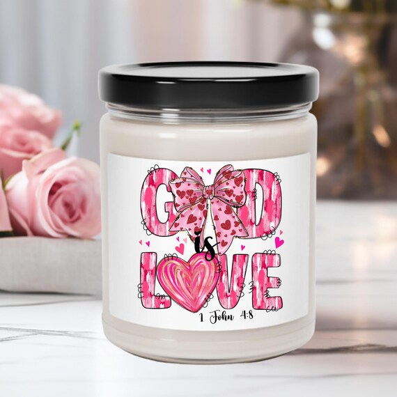 Brushstroke Pink Religious Candle Gift for Valentines Day, Candle Decoration for Home Gift for Her, Aromatherapy Candle Prayer Soy Candle