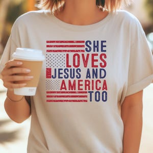 Distressed Patriotic Religious Jesus  Tee,  Patriotic Christian Gift  Unisex Jersey Shirt, Gift for Religious Tshirt USA Flag Tee, America