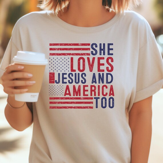 Distressed Patriotic Religious Jesus  Tee,  Patriotic Christian Gift  Unisex Jersey Shirt, Gift for Religious Tshirt USA Flag Tee, America