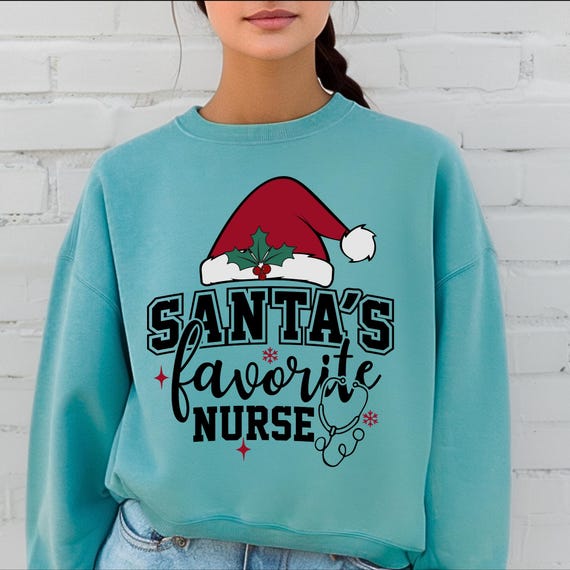 Nurse Santa Sweatshirt, Christmas Gift for Nurse,  Holiday Nurse Apparel, Festive Medical Worker sweatshirt
