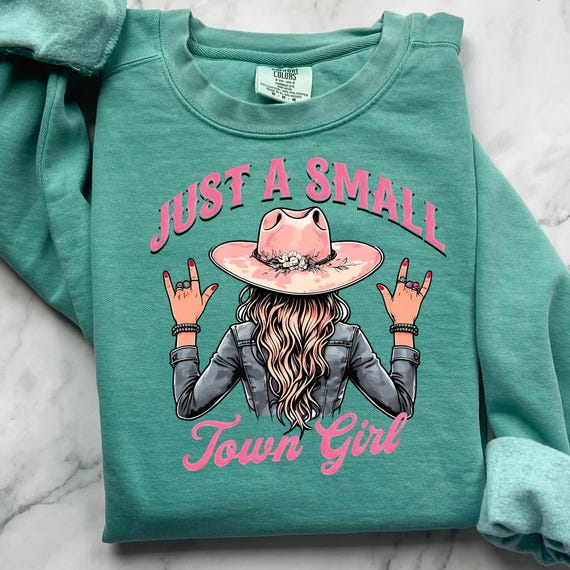 Western Cowgirl Comfort Color Sweatshirt, Small Town Cowgirl Tee Garment Dyed Sweatshirt, Gift for Her Rodeo Apparel Retro Style