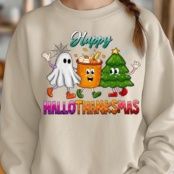 Retro Hallothankmas Sweatshirt: Festive Holiday Crewneck