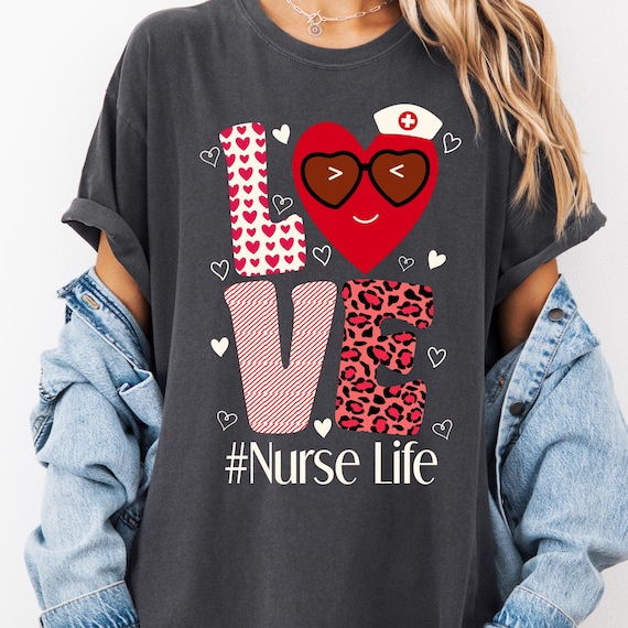 Cute Nurse Valentine Comfort Color Tee,  Garment-Dyed T-shirt, Nurse Gift, Valentine's Day Shirt, Hospital Staff Apparel, Medical