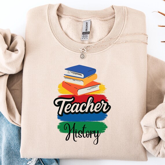 History Teacher Retro Sweatshirt, Gift for Teacher Brushstroke Style Crewneck, Unisex Teacher Gift Retro Educator Pullover