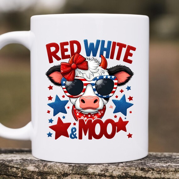 Patriotic Cow Mug Cow Lover Gift ,  Patriotic Coffee Mug Funny Cow Mug,  Funny Patriotic Mug Cow Coffee Mug,  American Cow Mug for her
