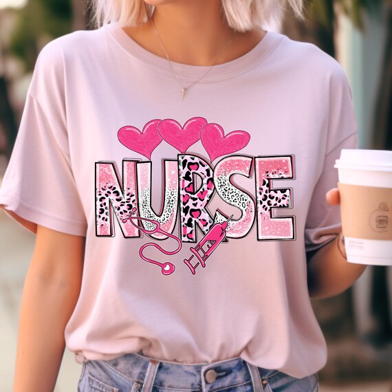 Pink Girly Nurse Shirt,  Nurse Gift,  Nurse Appreciation, Girly Nurse Shirt gift