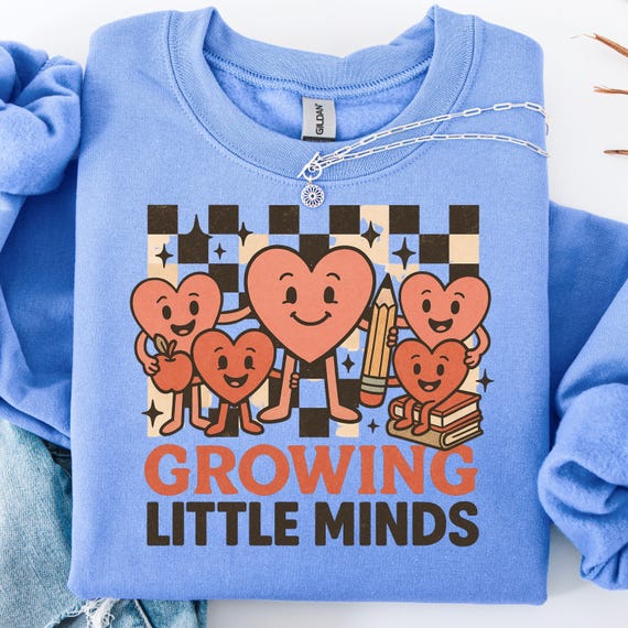 Growing Minds Teacher Shirt, Heart Design Educator Gift
