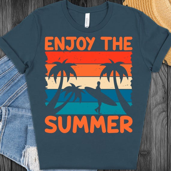 Summer Vibes Shirt, Enjoy the Summer Tee for Beach Lovers, Surfer T-Shirt Retro Vacation Shirt gift