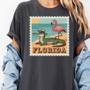 Funny Florida Alligator and Flamingo T-Shirt, Gift for Florida Lover Tee Comfort Color Unisex Top,Alligator  Graphic Shirt