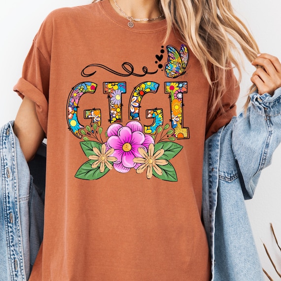 Gigi Shirt for Floral Lovers: Colorful Grandma Tee, comfort color Gigi gift