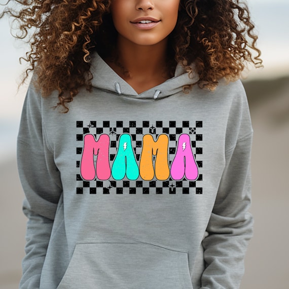 Mom retro Hoodie Mama Checkered Shirt,Retro Mama Shirt Vintage Mama Shirt,New Mom Gift Retro Mama Hoodie,Checker Mom shirt Cute Mom Shirt