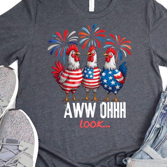 Funny Chicken Patriotic 4th of July Tee, Gift for Patriotic Chicken Lovers Unisex Jersey Short Sleeve T-Shirt, America Flag Chicken Shirt,
