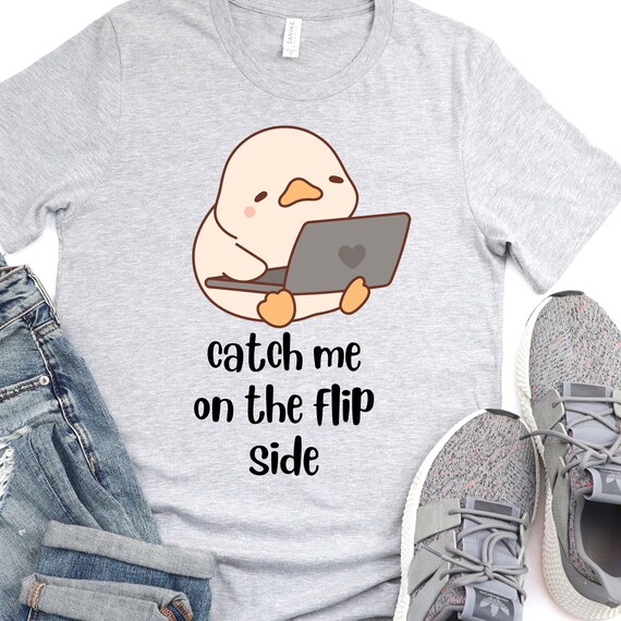 Kawaii Duck with Laptop T-Shirt, Gift for Dad Tee Gift for Co-Worker Unisex Jersey Short Sleeve Tee, Graphic Tee Men's Women's Shirt