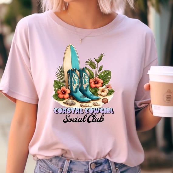 Social Club Shirt Beachy Shirts, Coastal Cowgirl Tee Beach T-Shirt, Ocean Lover Gift, Beach Bum Gift, Cowgirl Gift,