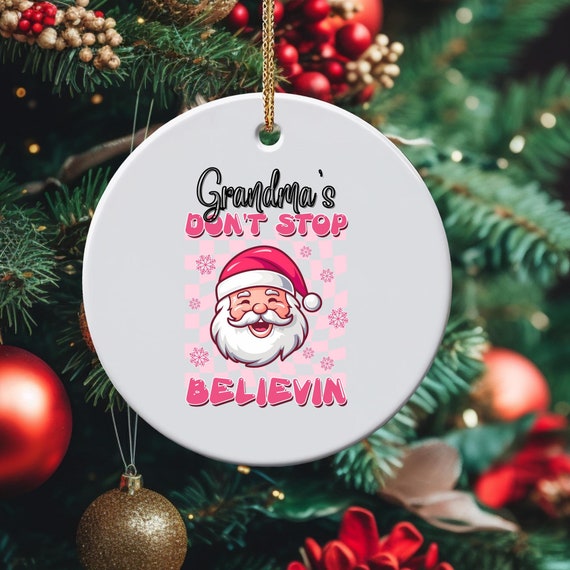 Girly Mom Gift Santa Xmas Ornament ,Xmas Mom Santa Gift Mom girly Gifts,Christmas Girly gift Grandma pink gift,Christmas Gift  Cute Grandma
