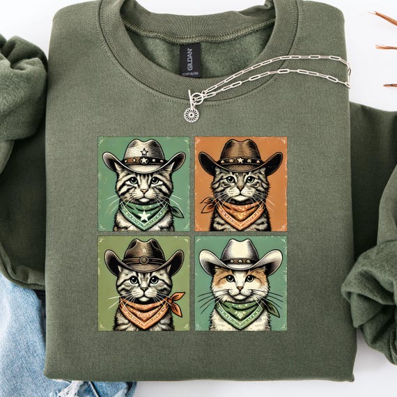 Cowboy Cat Shirt, Feline Tee for Western Lovers, Cat Lover Gift