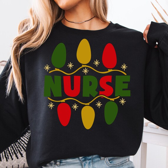Christmas Lights Nurse sweatshirt: Holiday Nurse shirt