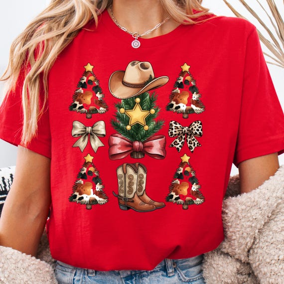 Cowboy Hat T-Shirt, Western Christmas Tee for Holidays, Shirt Gift