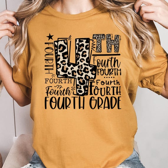 Leopard Print Fourth Grade Teacher Shirt: 4th Grade Gift Tee