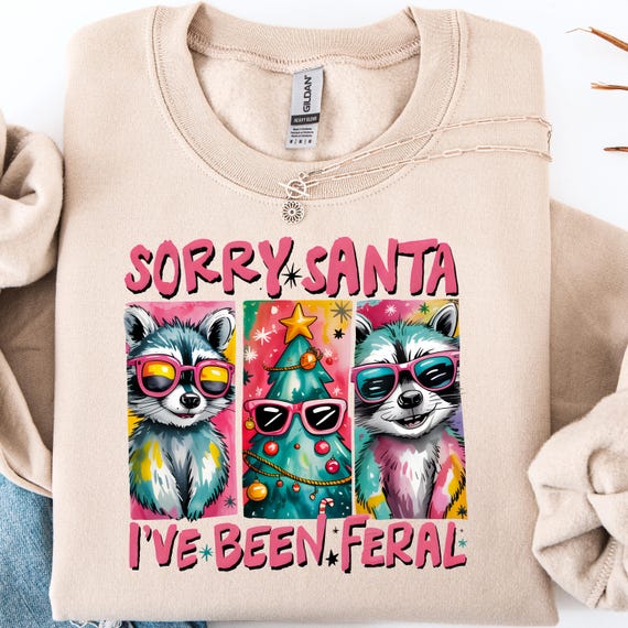 Christmas Raccoon Sweatshirt, Feral Holiday Shirt