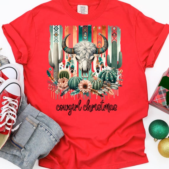 Cowgirl Christmas Shirt for Western Lovers, Cactus Tee Gift
