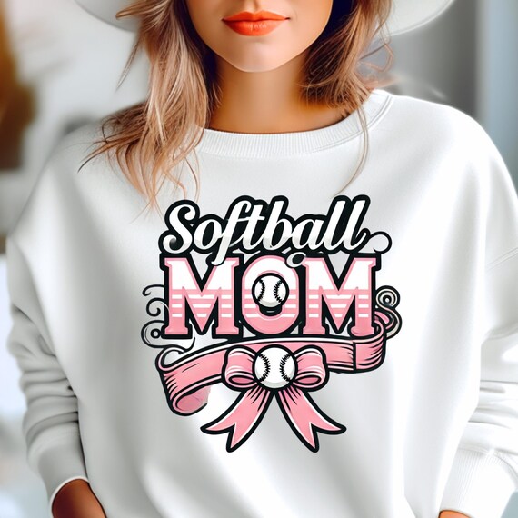 Girly Softball Mom Sweatshirt  , Girly Mom Softball sweatshirt gift, Sporty Meets Sweet with a Feminine Flair
