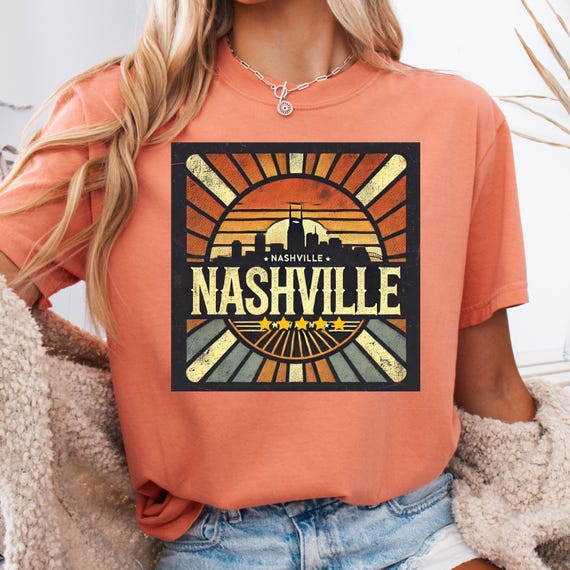 Nashville Starburst Tee Group Vacation Shirt, Distressed Unisex Jersey Family Trip T-Shirt, Music City Travel Top