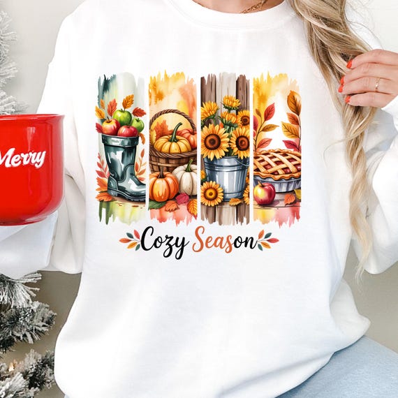 Cozy Season Shirt, Autumn Sweater for Fall Lovers, Pumpkin Gift Sunflower Shirt