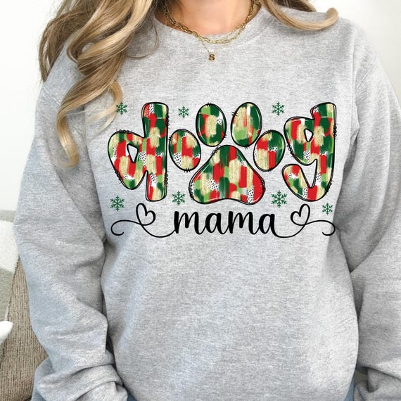 Dog Mama Christmas Sweatshirt, Holiday Pet Lover Gift