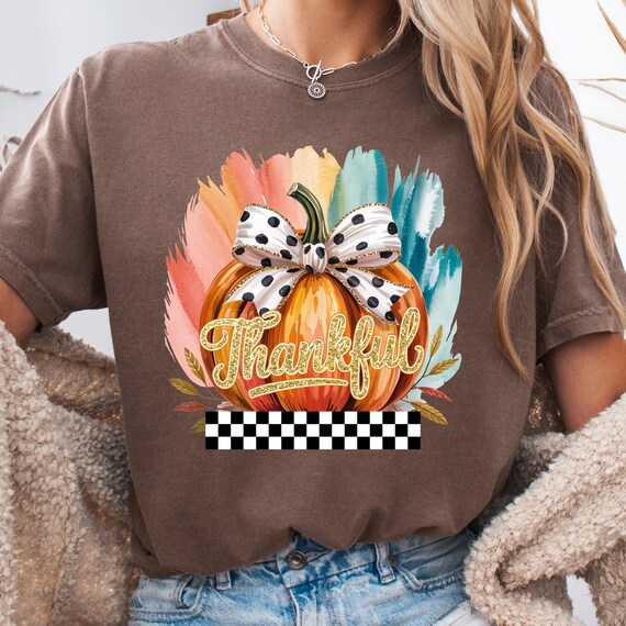 Thanksgiving Shirt for Fall Lovers, Thankful Tee, Autumn Pumpkin T-Shirt, Harvest Season Gift, Festive Thanksgiving Shirt, T-Shirt Design