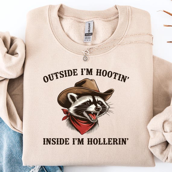 Funny Raccoon Western Sweatshirt: Quirky Graphic Pullover