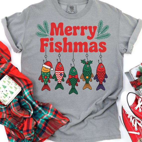 Christmas Fishing Shirt for Holiday Lovers, Merry Fishmas Tee, Gift for Anglers