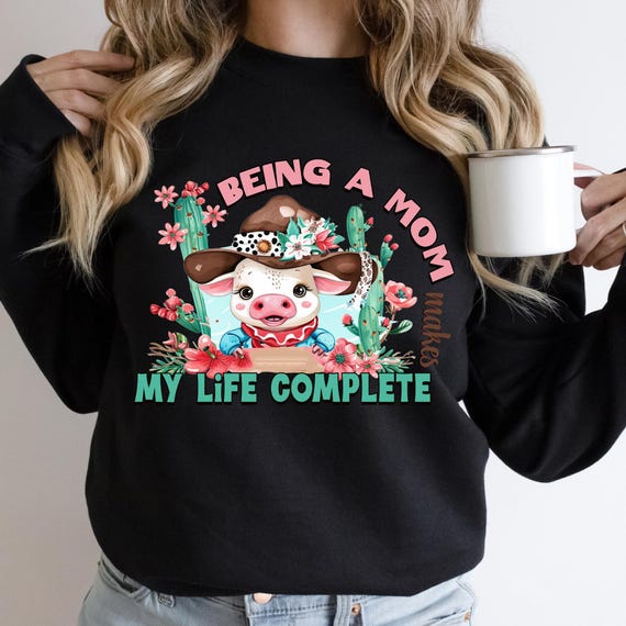 Western Mom Sweatshirt, Women's Cowgirl Gift Top, Country Mom Graphic Sweater, Rodeo Mama Pullover, Rancher Mother Sweater, Southwest Style