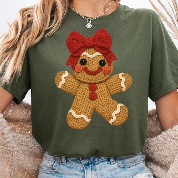 Gingerbread Man Christmas T-Shirt, Festive Holiday Tee