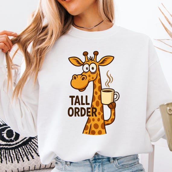 Giraffe Coffee Lover Tee Shirt - Cute Gift for Giraffe Lovers, Animal Lover Apparel, Funny Coffee Tee, Casual Graphic T-shirt