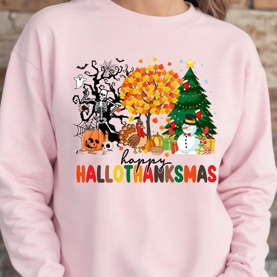 Hallothankmas Sweatshirt: Festive Holiday Crewneck for Mom